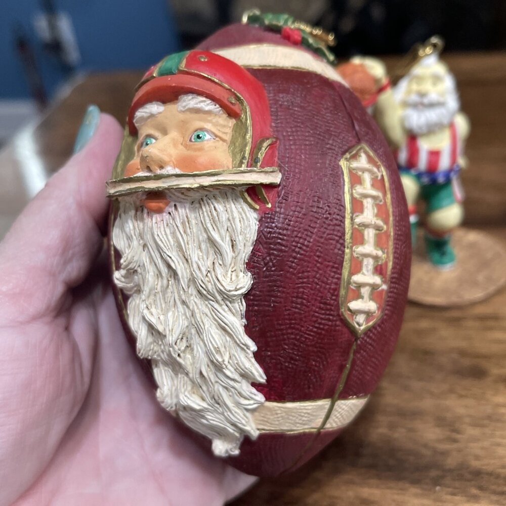3 Santa Claus Christmas Ornaments, Sports Themed Basketball, Football Read‎ - Picture 3 of 11